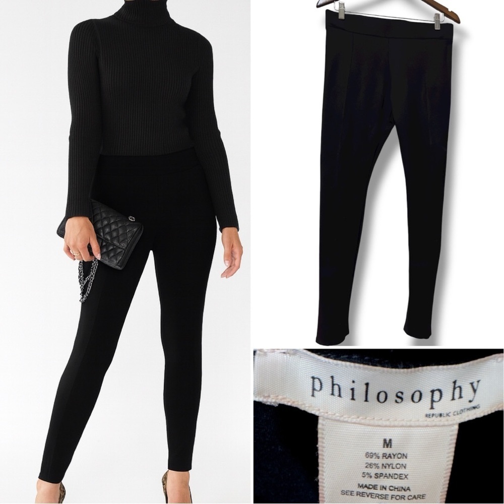 468 Philosophy | EUC Black High Rise Stretch Ponte Leggings (Size M)